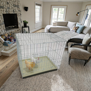 כלוב מתכת מתקפלים עם מגש פלסטיק ארגז חוט כבד עבור כלבים קטנים ציפורים חתולים & תרנגולות דיור מקורה לחיות מחמד - Product Image 5