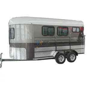 3 Horse Trailer Float with Roof Bed and Horse Yards Custom Deluxe Horse Carriage Trailer Added Caravan Door