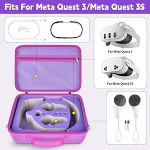 Étui de transport pour casque Meta <span class=keywords><strong>Quest</strong></span> 3S/3/<span class=keywords><strong>2</strong></span>, rangement <span class=keywords><strong>VR</strong></span> pour casque et manettes, protection faciale et sangle d'épaule, idéal pour la maison et les voyages - Product Image 2