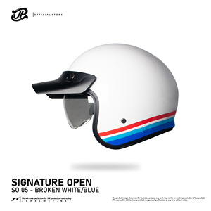 Casque demi-face rétro JP Signature Open Motif SO 05 en élégante couleur blanc cassé, alliant parfaitement le charme vintage et moderne. - Product Image 3