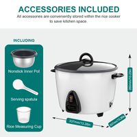En stock 900W noir revêtement antiadhésif pot intérieur grande capacité de 15 tasses cuiseur à riz à tambour électrique 6L avec vapeur en plastique EU Plus