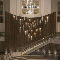 Projet de hall d'hôtel personnalisé Tube de verre tombant Grande suspension Lustre d'art en verre moderne de luxe suspendu