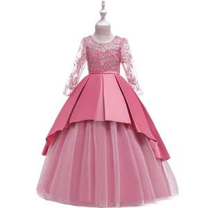 Vestido Largo de Fiesta Casual de Verano para Niñas, de Alta Calidad, con Encaje, Manga Larga, Poliéster - Product Image 5