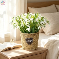 Bunga Snowdrop Buatan Sentuhan Realistis Laris Manis, Buket Galanthus Karet Lembut untuk Dekorasi Rumah Musim Semi dan Paskah