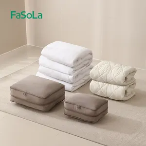 FaSoLa Large Travel Storage Bag Clothing Sorting Package with Handle Foldable with Zipper for Clothes Bedding 45*35*27cm