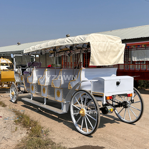 Élégante voiturette royale blanche à quatre rangées de sièges, véhicule électrique polyvalent pour visites de villas, à traction équine - Product Image 5