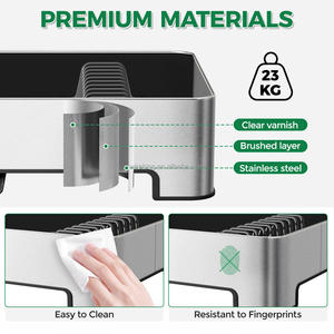 WIREKING Nouveau Organisateur de Cuisine Multifonction 3-en-1 Grande Capacité Égouttoir à Vaisselle sur Évier avec Support à Assiettes - Product Image 4