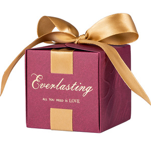 Upscale Red Bronzing Thank you Candy Bag French Thank You Wedding Favors Gift Box Package Birthday Party Kraft Paper Box