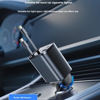 Chargeur de voiture rétractable 100W à charge ultra-rapide transfrontalière Type-C 2A PD QC3.0 9V/2A 80cm avec protection contre la surcharge