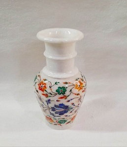 Vase à fleurs décoratif en marbre blanc fait main, vase en pierre naturelle pour la décoration intérieure de la maison, table de salon, cadeau, vente en gros - Product Image 1