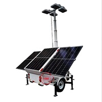 Lampu LED nirkabel Trailer lampu surya portabel dengan 7m tiang teleskopik