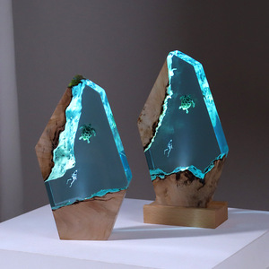Veilleuse USB style océan, artisanat unique, veilleuse de table LED en résine époxy surfer baleine, idéale pour le dropshipping – Offre spéciale - Product Image 4