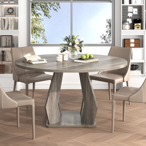 Commercio all'ingrosso della fabbrica di lusso moderno Taupe <span class=keywords><strong>tavolo</strong></span> <span class=keywords><strong>da</strong></span> <span class=keywords><strong>pranzo</strong></span> in legno <span class=keywords><strong>grande</strong></span> <span class=keywords><strong>tavolo</strong></span> rotondo <span class=keywords><strong>da</strong></span> <span class=keywords><strong>pranzo</strong></span> per cucina 4-6 posti - Product Image 4
