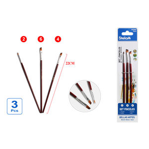 Set di pennelli per pittura artistica e artigianale a 6 pezzi con manici in legno marrone e rosso trasparente per capelli in Nylon - Product Image 1