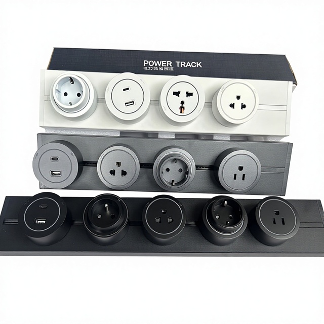 KESHIQI Removable Power Track Socket 32A Industrial Universal Adapter Plug with USB-C for Office Kitchen Wall Electrical Outlet