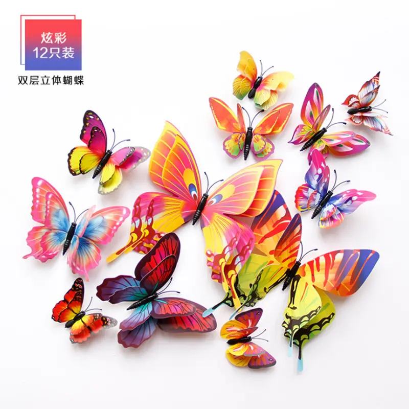 Hollowed-Out Artificial Butterfly Bouquet Decoration For Festive Birthday Arrangement With Metal Texture Creative Stickers