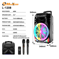 Altavoz de 12 Pulgadas para Fiestas, 60W RMS, Batería de 4500mAh, Luces RGB, Micrófonos Inalámbricos Dobles, USB/SD/FM, Control Remoto