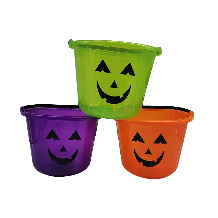 China Factory Halloween Party Kids Plastic Transparent Pumpkin PP Plastic Bucket