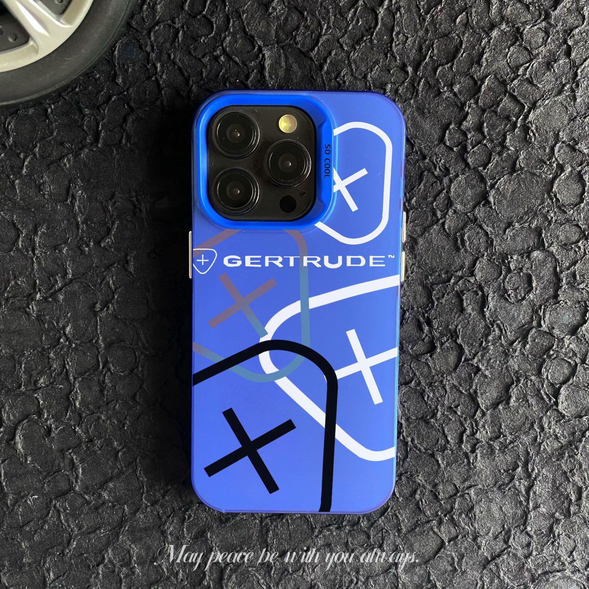 Marque tendance croix empilée bleue Klein