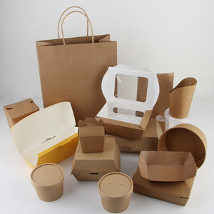 Biodegradable Catering Takeaway Packaging Boxes For Fast Food Custom Round Square Disposable Kraft Paper Fast Food Container