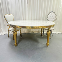 Table de banquet de luxe moderne en acier inoxydable et verre trempé pour hôtel, extérieur, mariage et réception