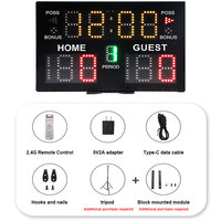 Tableau de bord de basket-ball électronique numérique à LED portable sans fil avec batterie intégrée 18650 multifonction d'intérieur