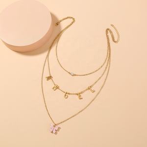 Collier papillon couches pour filles, chaîne de bijoux bon marché, vente en gros, nouvelle mode - Product Image 1