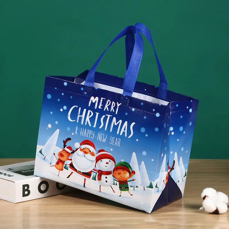 Gelamineerd Non-woven Christmas Gift Bag Herbruikbare Gerecycled Tote Boodschappentas Eco Tas