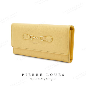 Pierre Loues Women's Long Wallet 7 Inch <b>Large</b> Capacity Solid Color Clutch With Rhinestone Logo For Everyday Use - Product Image 4
