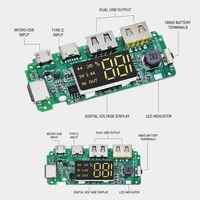 Module de charge de batterie au lithium 18650 avec double port USB 5V 2.4A Micro/Type-C et LED, pour batterie externe mobile, avec protection de circuit