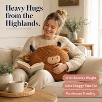 Peluche personnalisée en forme de vache des Highlands ou d'ours, avec logo, lestée, en fausse fourrure shaggy et coton PP, pour décoration de ferme, anti-stress, cadeau sensoriel, OEM ODM