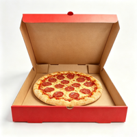 Cajas de Pizza Personalizadas SP3377, Desechables, de Cartón Kraft Corrugado Tipo B/E, con Laminado Mate Rígido y Logotipo Personalizado, para Empacar Comida para Llevar