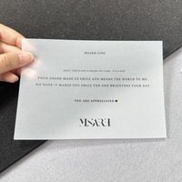 Papier calque de luxe personnalisé carte de remerciement pour les entreprises papier vélin acétate translucide givré pour votre achat