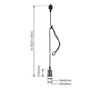E26 soket kablosu ile H tipi siyah ayarlanabilir hüzme aydınlatma kolye (4 feet)