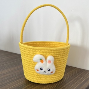 Cesta de Regalo Multiusos de Tela de Algodón Tejida a Mano con Diseño de Dibujos Animados para Pascua, Recuerdo Infantil - Product Image 4