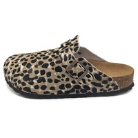 Sandales compensées rétro pour femmes, style Birkenstock, à enfiler, motif léopard en crin de cheval, boucles métalliques, soutien de la voûte plantaire, antidérapantes, vente en gros