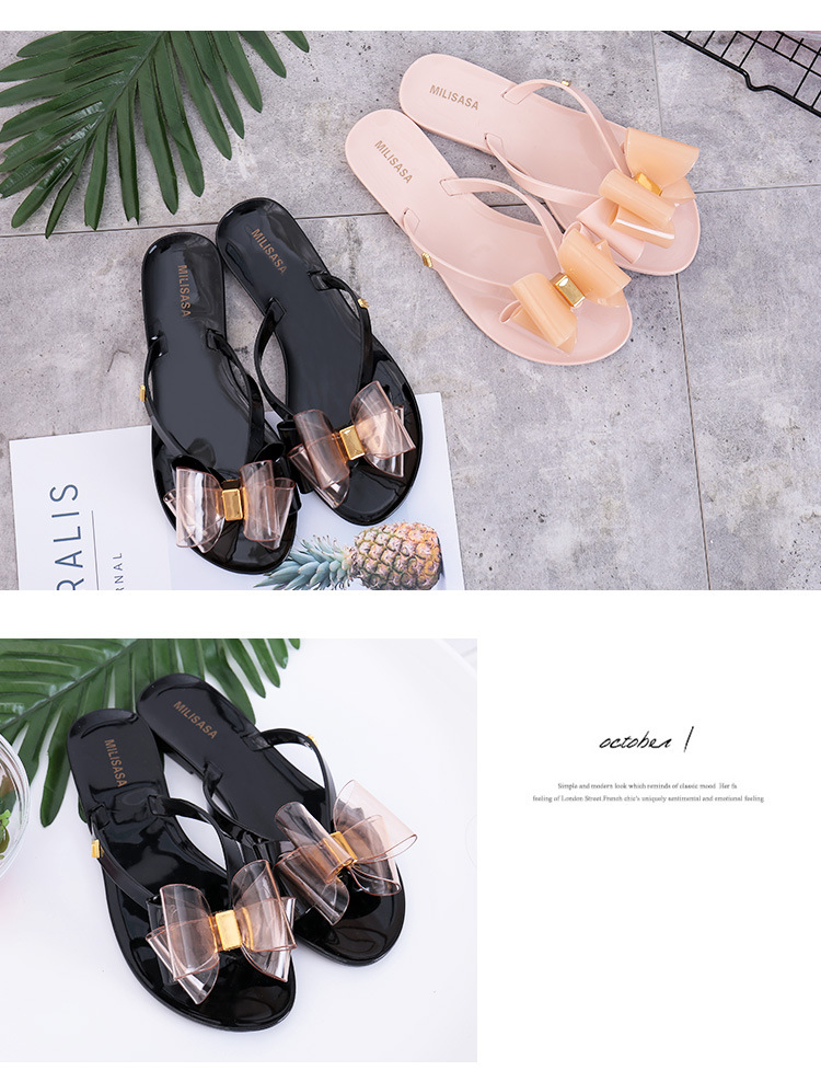 Ladies Bow Shoes Outdoor Flat Platform Sandals PVC Sole for Sandals Slippers Women