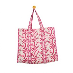 Fashionable Daily Carry Beach Tote <b>Bag</b> Work Travel Gifts Versatile Shopping Essentials Palm Tree Print Cotton <b>Medium</b> <b>Size</b> Non - Product Image 1