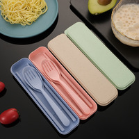 Ensemble de couverts en paille de blé pour le voyage et le camping, cuillère, fourchette, couteau en plastique