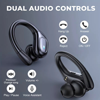 Écouteurs sans fil sportifs, casque de jeu BT5.3 à faible latence, écouteurs TWS avec affichage LED, étanches IPX5, à crochet d'oreille