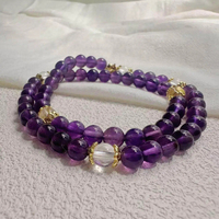 Bracelet de prière à 5 chapelets avec médaille miraculeuse en améthyste catholique à double couche pour cadeau de baptême/de première communion