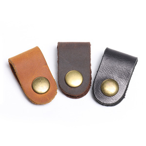 Organisateur de câbles de voyage en cuir véritable pour écouteurs, chargeurs USB, avec clip, support de rangement pour câbles de données et accessoires, personnalisable avec logo - Product Image 1