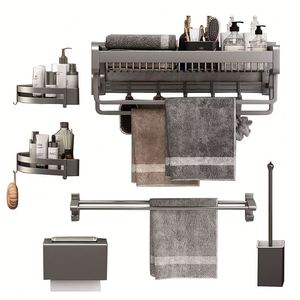 Lowest Price <b>Bathroom</b> Bath Towel Holder Bar Towels Set <b>Bathroom</b> Paper Towel Rack Shelf - Product Image 1