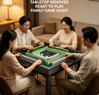 Table de Mahjong Automatique KEDI 2 en 1, Table à Manger Moderne, Silencieuse, avec Mélangeur de Cartes, Pieds Robustes en Acier Inoxydable, pour 4 Joueurs, Mobilier de Jeu à Domicile