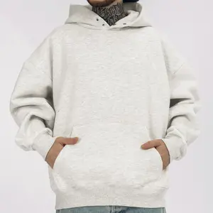 Sweat-shirt à capuche en coton pour homme, sans cordon, bouton à pression