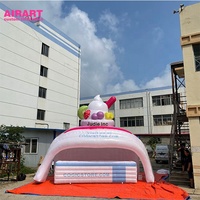 Tente rose gonflable à motifs imprimés géants, tente de stand gonflable pour décoration de fêtes et d'événements