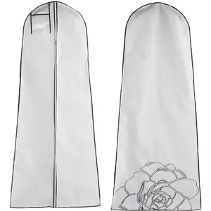 Wedding Gown Garment Clothes Carry Cover Storage Protector Pendurado Dress Bag com ID Window