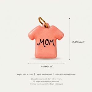 Pendentif YIMEILI en acier inoxydable plaqué or PVD 18 carats, émail, pour <span class=keywords><strong>la</strong></span> fête des Mères, motif cœur œillet, breloque cadeau DIY pour collier - Product Image 5
