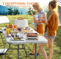 Table pliante rectangulaire en plastique portable de haute qualité de 6 pieds au design moderne pour pique-nique en plein air