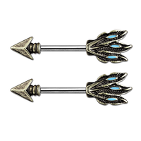 Xinfocus Corps Bijoux Zircon Flèche Mamelon Barbell Anneau 14G En Acier Inoxydable Mamelon Piercing Mode Corps Bijoux pour Femmes Hommes